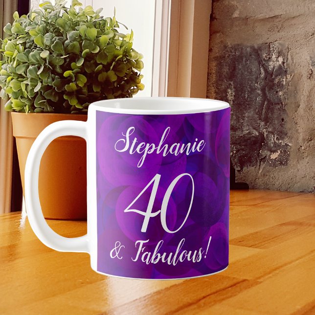 Mug Elégant Purple 40 et Fabuleux Année Personnalisée (Créateur téléchargé)