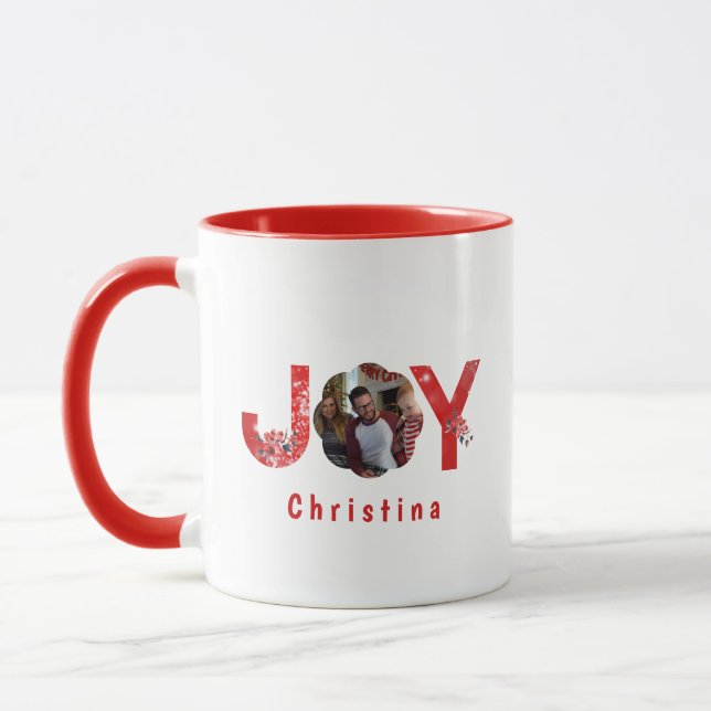 Mug Elégant Red 1 Photo Joie Simple Custom Christmas (Gauche)