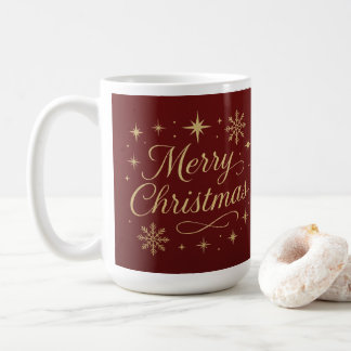 Mug Elegant Red and Gold Merry Christmas Festive