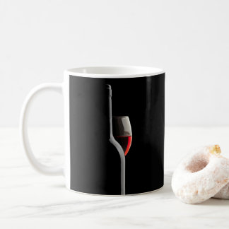 Mug Elegant Red Wine Glass & Bottle. Black Background