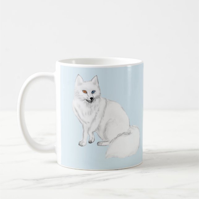 Mug Élégant Renard Arctique avec Motif Flocon de N (Gauche)