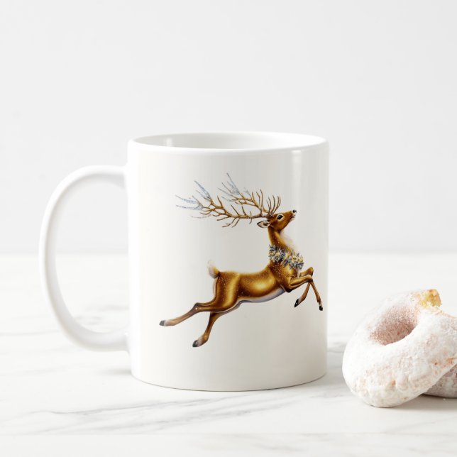 Mug Élégant renne de flocon d'or Moose merry Xmas (Avec donut)