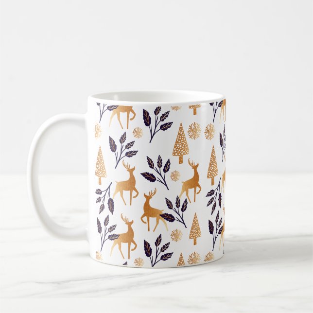 Mug Élégant renne, flocon de neige et Motif de Noël (Gauche)
