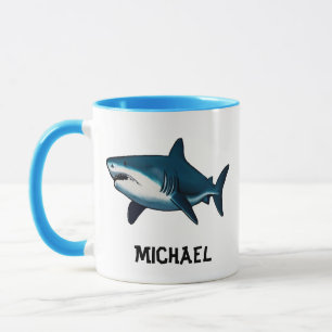 Mug Elégant requin bleu et blanc Personnalisé
