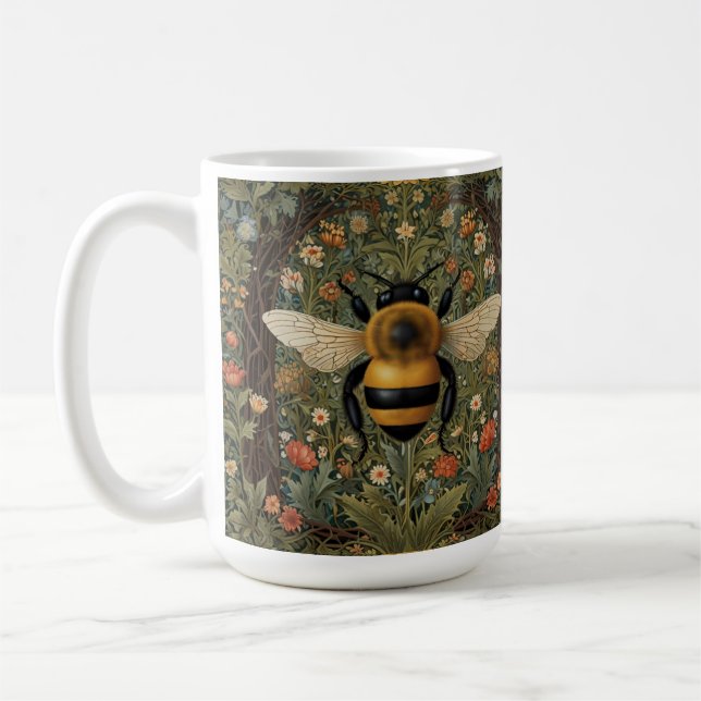 Mug Elégant rétro bumblebee boho botanique floral art (Gauche)