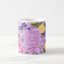 Mug élégant romantique floral rose pour 50e annive
