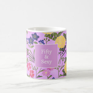 Mug élégant romantique floral rose pour 50e annive