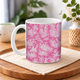Mug Élégant rose chaud Toile De Jouy campagne français