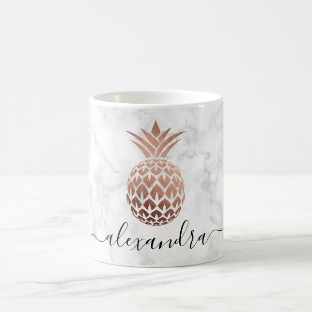 Mug Élégant rose en cuivre, ananas en marbre blanc (Centre)