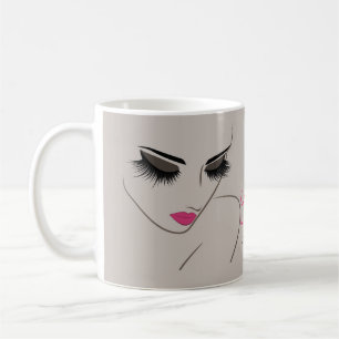 Mug Élégant rose et gris Lash Extension Salon de beaut
