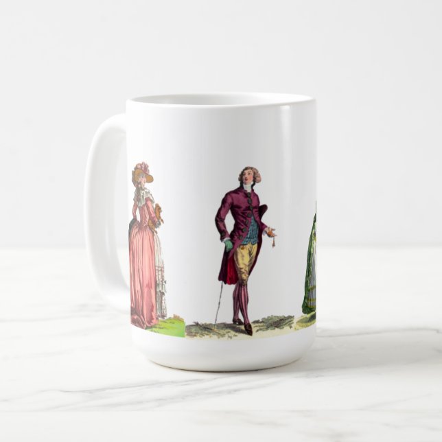 Mug Élégant rose et vert de la mode française (Devant gauche)