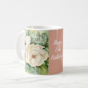 Mug Elégant Rose Gold 75th Birthday Floral Ajouter un 