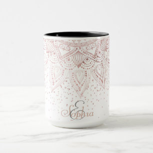 Mug Elégant Rose Gold Dots Mandala