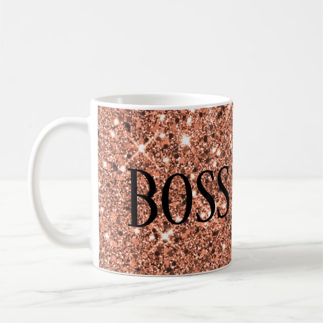 Mug Élégant Rose Gold Sparkle Parties scintillant Boss (Gauche)