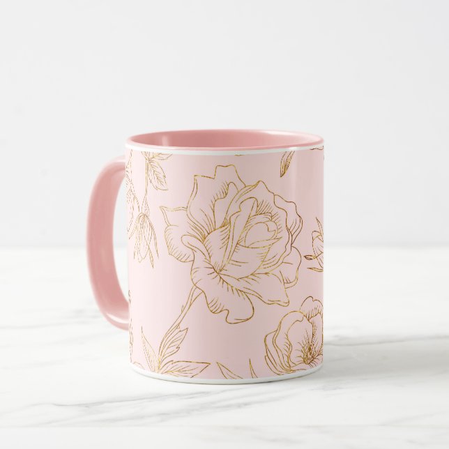 Mug Élégant Rose Or (Devant gauche)