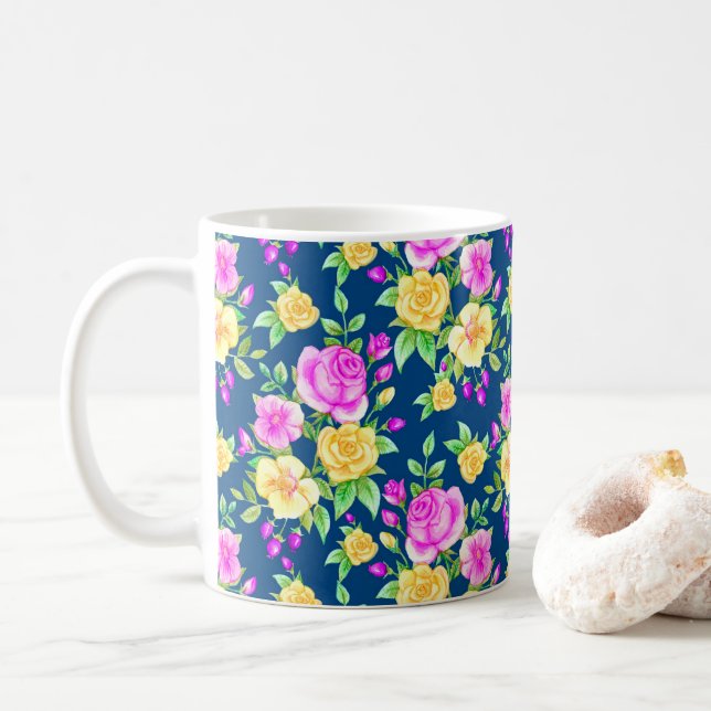 Mug Élégant rose rose rose rose jaune rose (Avec donut)