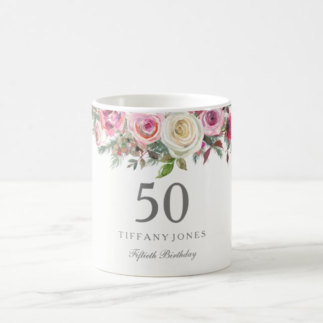 Mug Élégant Rose Rose Rose rose rose Floral 70e annive (Centre)