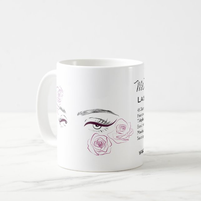 Mug Elégant rose Roses Floral Aquarelle Beauté Salon (Devant gauche)