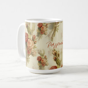 Mug Elégant Rose victorien Vintage Floral Personnalisé