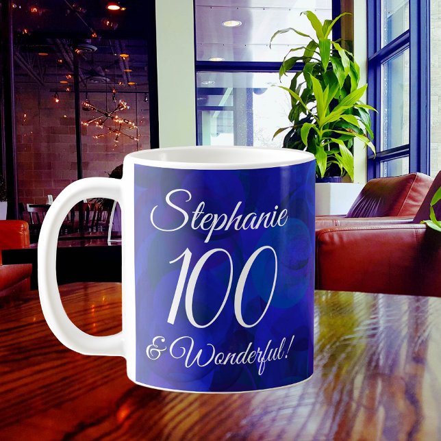 Mug Elégant Royal Blue 100 et merveilleux anniversaire (Créateur téléchargé)