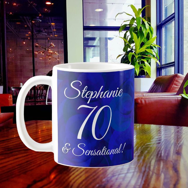 Mug Elégant Royal Blue 70 et Anniversaire sensationnel (Créateur téléchargé)