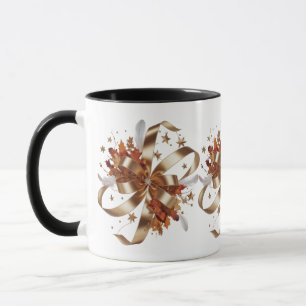 Mug Élégant Ruban Doré Café Combo Récolte d'Automne