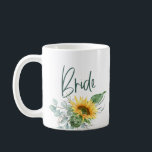 Mug Élégant Rustique Mariée Sunflower Eucalyptus Maria<br><div class="desc">Chaque fête de mariée a besoin de café ! Offrez à votre tribu cette tasse de tournesol élégante et rustique et faites-lui sentir spécial. artwork/graphisme de ReachDreams.etsy.com</div>
