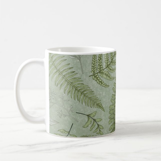 Mug Elégant Sage Vert Aquarelle Floral (Gauche)