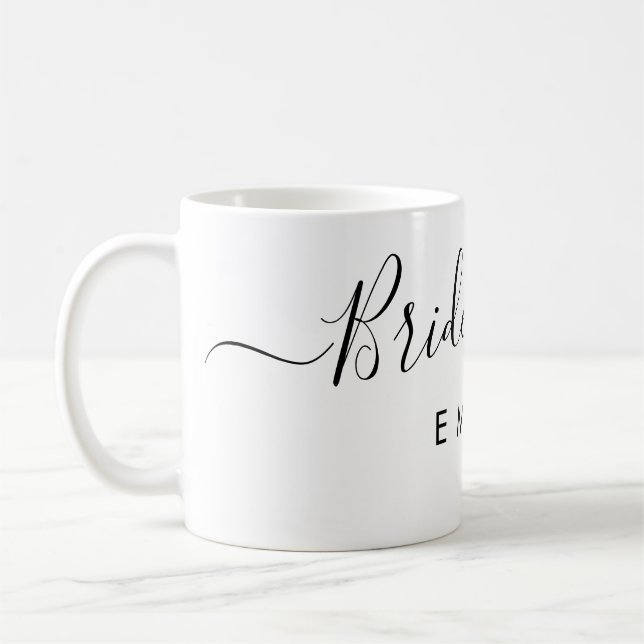 Mug Élégant Script Bridesmaid Nom personnalisé (Gauche)