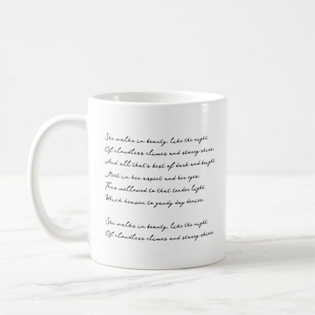 Mug Elegant Script Custom Quote, Poem,  Song Lyrics (Gauche)