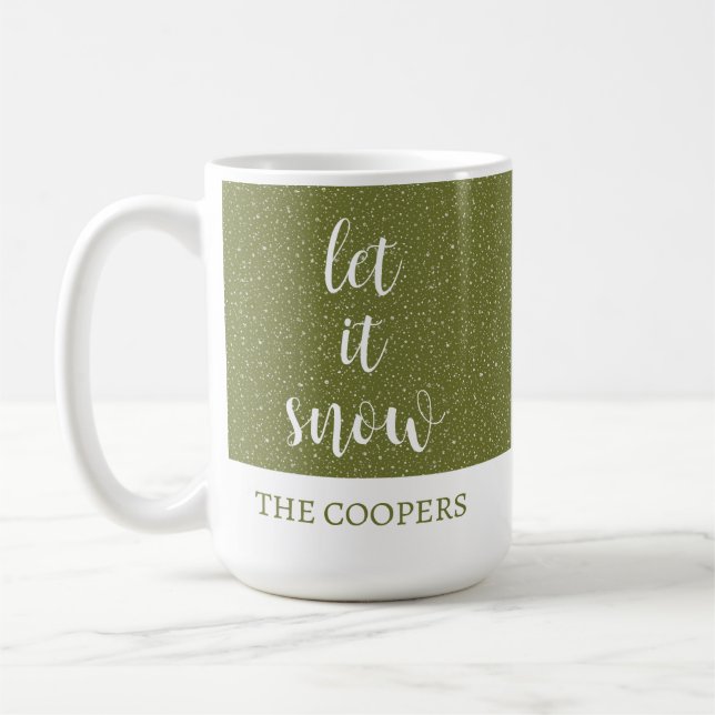 Mug Élégant Script Laisser Il Neige Vacances (Gauche)