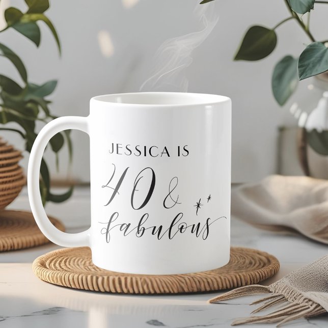 Mug Élégant script main 40 et fabuleux anniversaire (Créateur téléchargé)