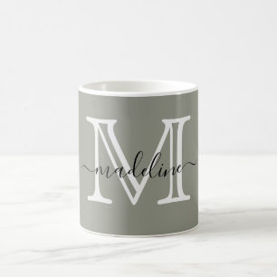 Mug Élégant Script moderne Monogramme de brouillard À 