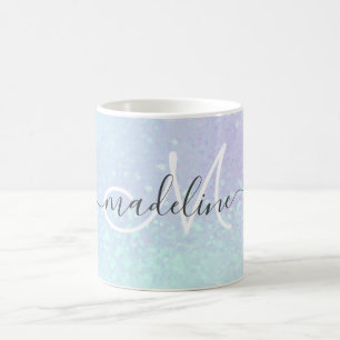 Mug Élégant Script Monogrammé Pastel Opal