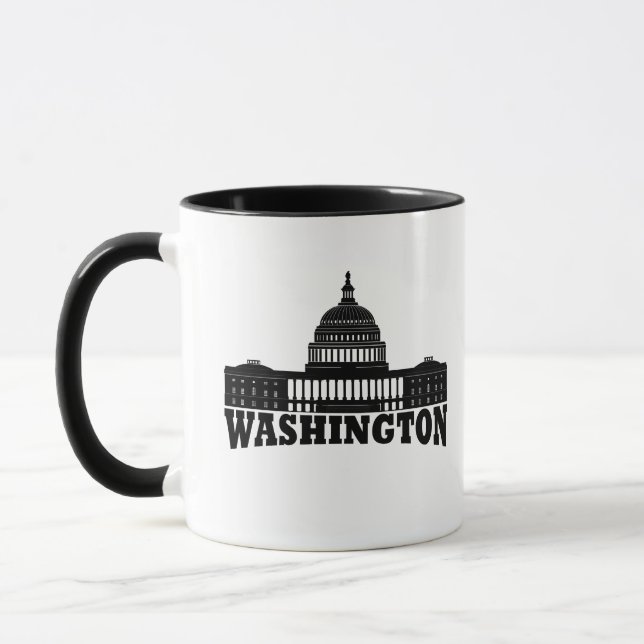 Mug Élégant Script Simple Washington DC (Gauche)