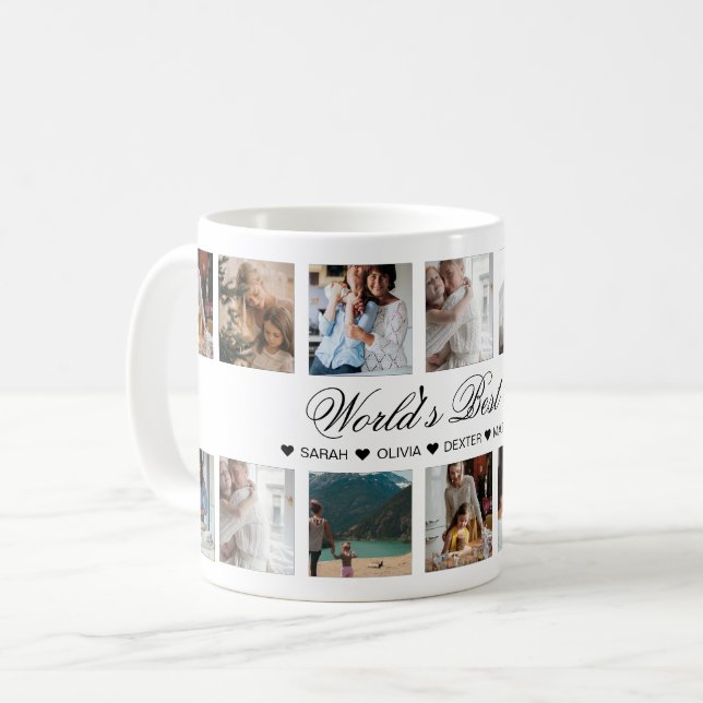 Mug Élégant script World's Best Mom Photo Collage (Devant gauche)