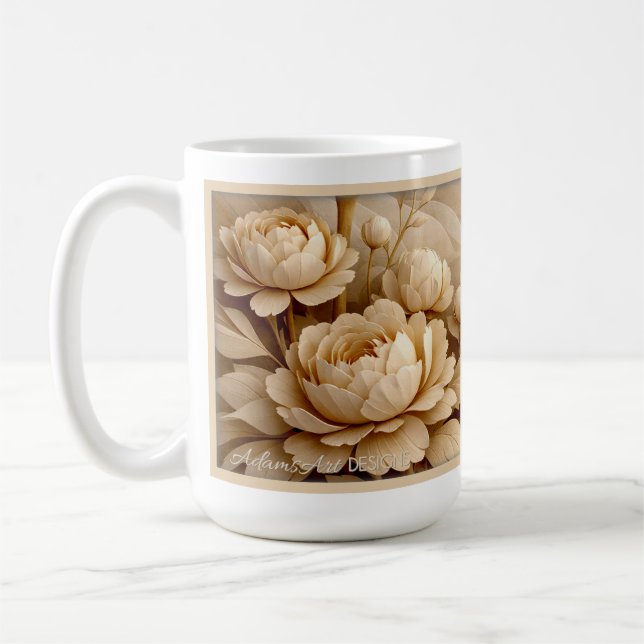 Mug Elegant Sepia Rose Garden Floral Art (Gauche)