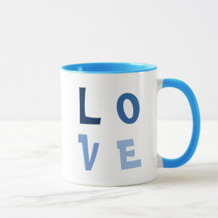 Mug Elégant, simple Carré d'AMOUR en Typographie Bleue