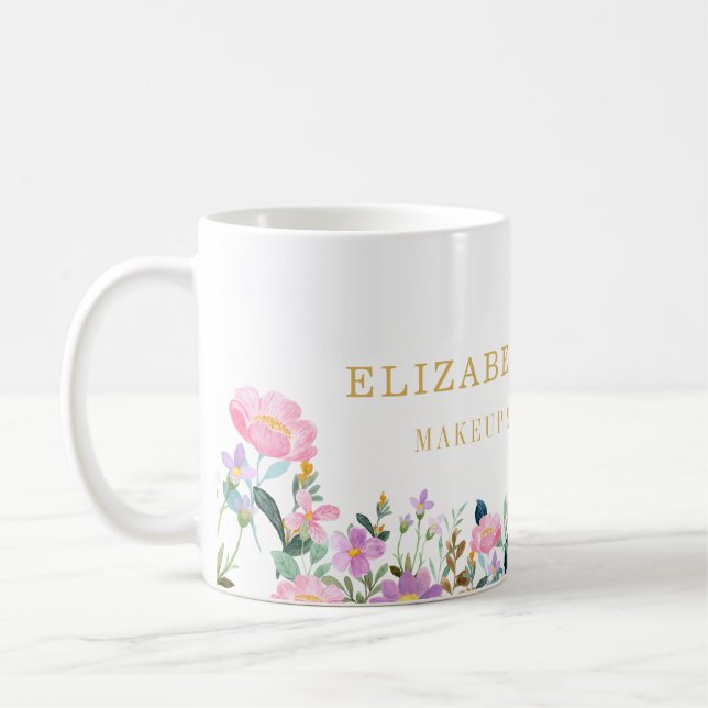 Mug Elegant Striped Floral Beauty Artist Hair and Make (Gauche)