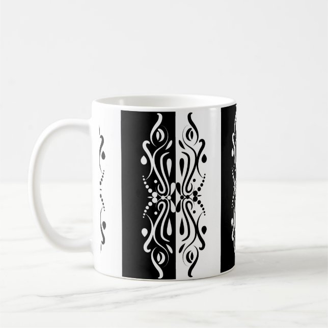 Mug Élégant style arlequin Abstrait noir et blanc (Gauche)