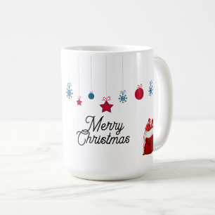 Mug Élégant sur fond blanc et rouge Joyeux Noël