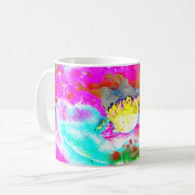 Mug Elégant tableau turquoise rose abstrait (Devant gauche)