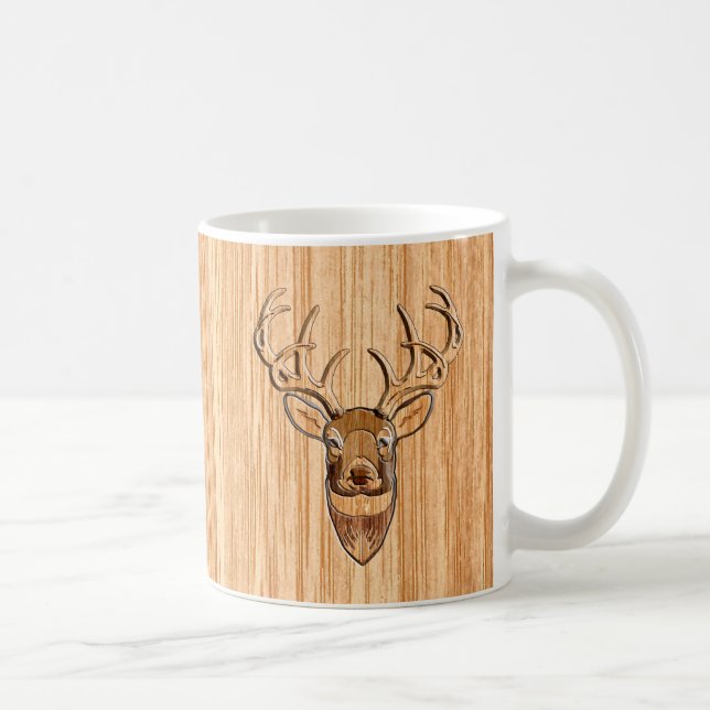 Mug Élégant Tail blanche Tête de cerf en bois Gris Imp (Droite)