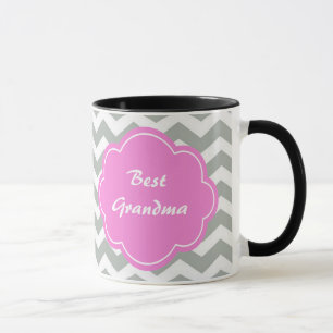 Mug Élégant, tendance, classique monogramme chevron gr