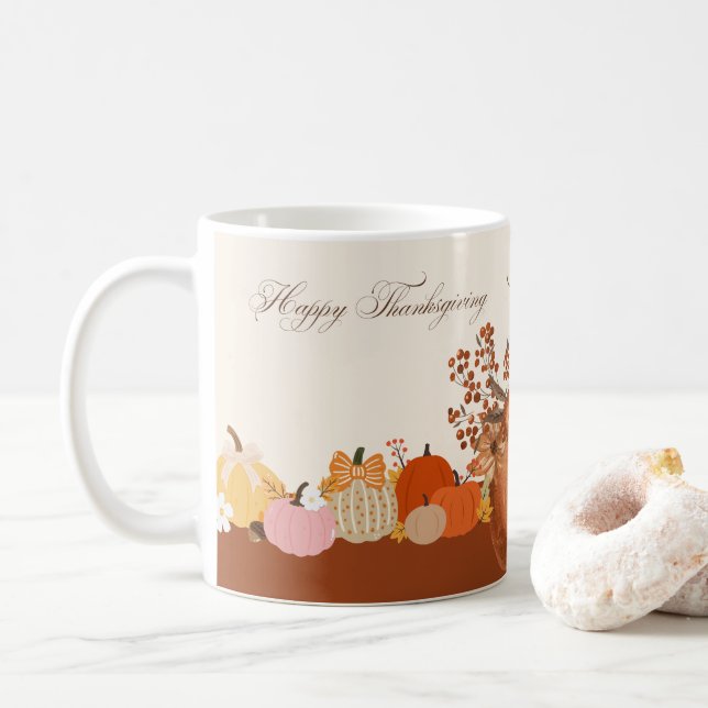 Mug Elegant Thanksgiving Pumpkin Art (Avec donut)
