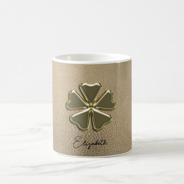 Mug Élégant Trèfle Saint-Patrick Cuir (Centre)