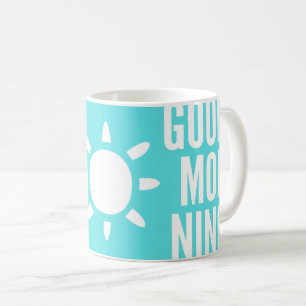 Mug Elégant Turquoise Bleu Bon Matin Thé Soleil