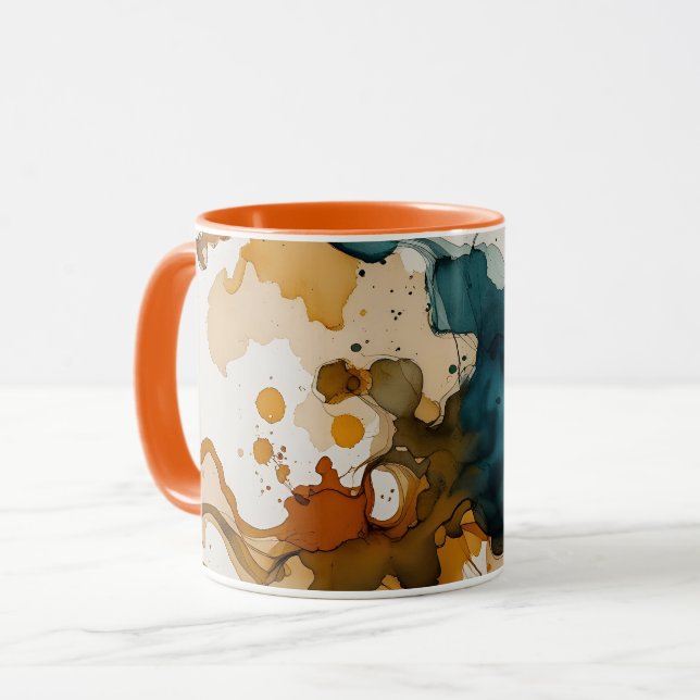 Mug Elégant Turquoise et Gold Abstract Design (Devant gauche)