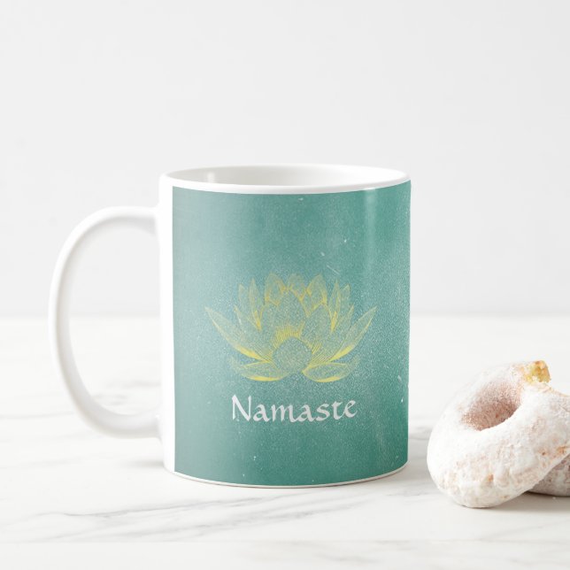 Mug Élégant Turquoise Gold Lotus Yoga instructeur de m (Avec donut)