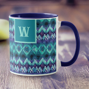 Mug Élégant Turquoise violet Motif Tribal